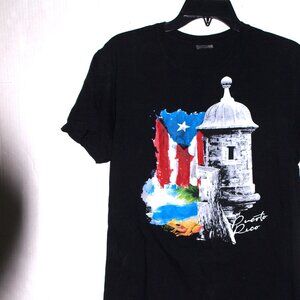 Caribbean Tropic Black Unisex Short Sleeve Cotton T-Shirt Size M